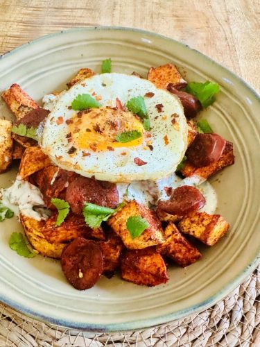 Patate Douce Chorizo Et Oeuf Au Plat Recette Air Fryer