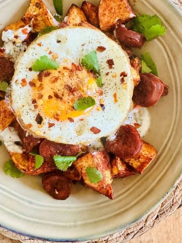 Patate Douce Chorizo Et Oeuf Au Plat Recette Air Fryer