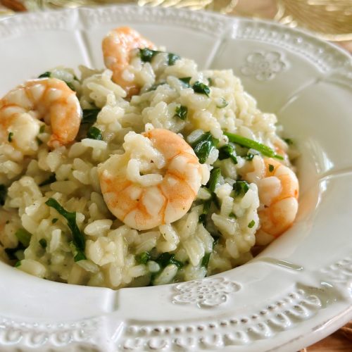 Risotto crevettes épinards