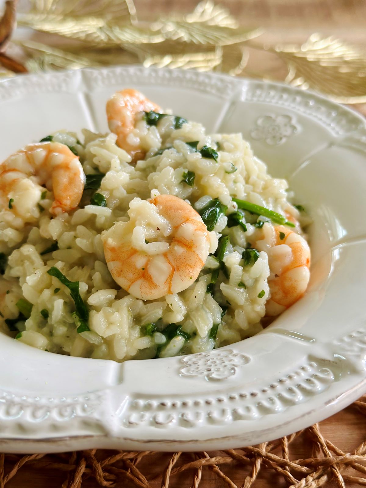 Risotto crevettes épinards