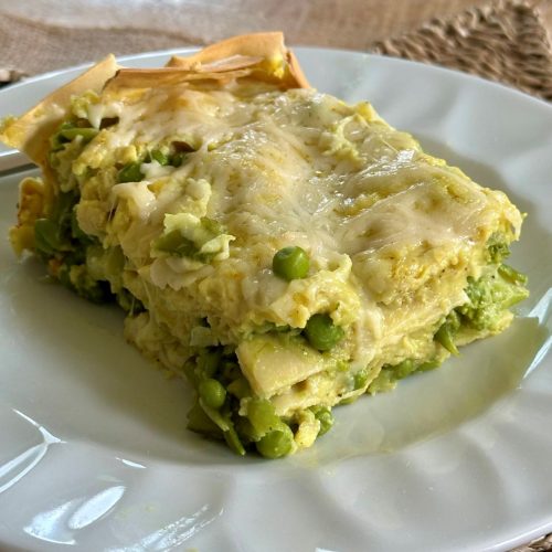 Lasagnes, légumes verts surgelés, béchamel légère