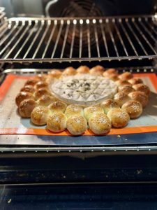 Cuisson de couronne briochée et brie rôti